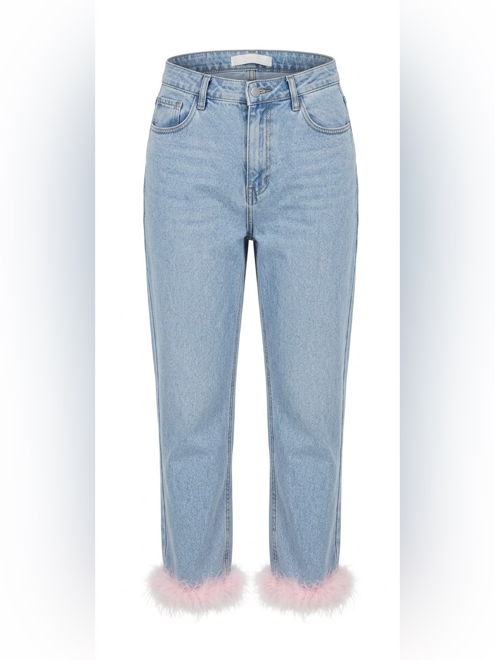 GIANNI BINI Light Wash Straight Leg Feather Cuff Jeans Size 32
